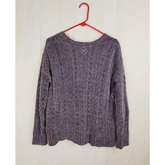Hippie Rose grey chenille open knit cardigan Size XL Boho Cabincore Cozycore - Picture 2 of 6